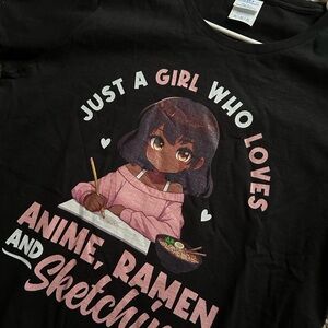 Port and Company Black Graphic Tee - Anime Ramen Sketching